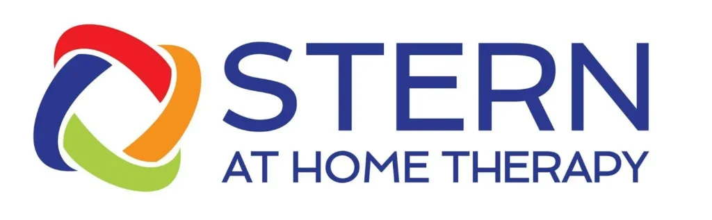 Colorful abstract logo with intertwined shapes in red, orange, green, and blue beside the text 'STERN AT HOME THERAPY'